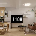Open Plan Living Dining Room Interior With Dining Table Chairs Sofa TV Pendant Lights And Decorative Shelves