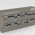 Gray Electrical Switch Panel With Multiple Circuit Breaker Modules And Clear Labels 3d model