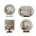 Decorative Mirrors With Gold Frame Round Oval Square Shapes Modern Design Home Interior Reflection 3d model