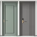 Modern Hinged Doors in Gray and Light Green with Golden Handles for Interior Design
