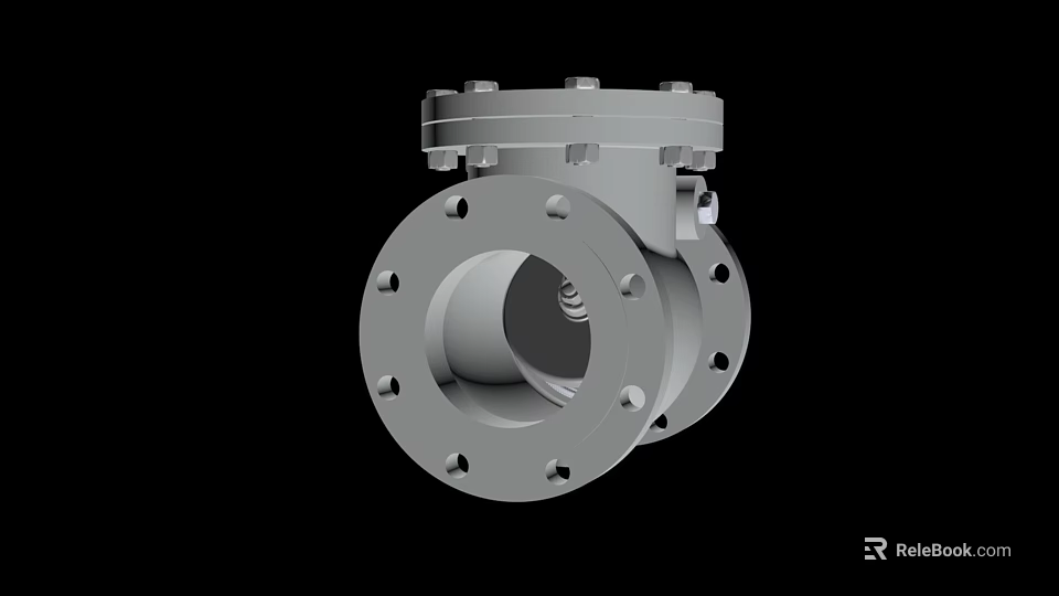 Industrial Metal Component With Circular Flange And Bolted Top Cover For Piping Connections 3d model 