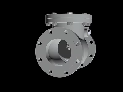 Industrial Metal Component With Circular Flange And Bolted Top Cover For Piping Connections 3d model