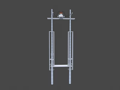 Metal Road Infrastructure Frame Structure with Top Equipment and Support Poles 3d model