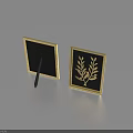 Black Square Decorative Note Boards With Gold Frame And Leaf Pattern Design 3d model