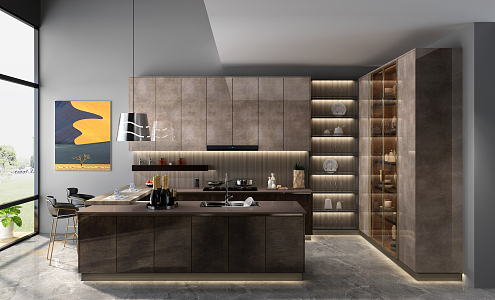 Modern Kitchen Villa Open Kitchen 3d model