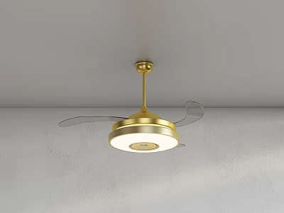 Modern Gold Ceiling Mounted Air Conditioner Fan With LED Light And Blades 3d model