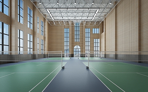 modern badminton court 3d model