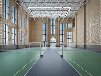 modern badminton court 3d model