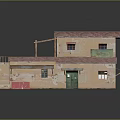 Two Story Model Building With Red Tiled Roof Staircase Colorful Doors Windows And Balcony