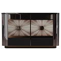 Elegant Modern Cabinet With Radiant Pattern Drawers Sleek Metal Trim And Glossy Surface