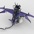Blue And Purple Building Blocks Dragon Figure With Large Wings Sharp Claws And Small Decorations