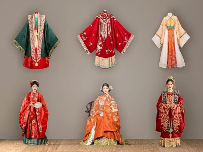 Clothes Hanfu Hexiu Cheongsam Wedding Dress 3d model