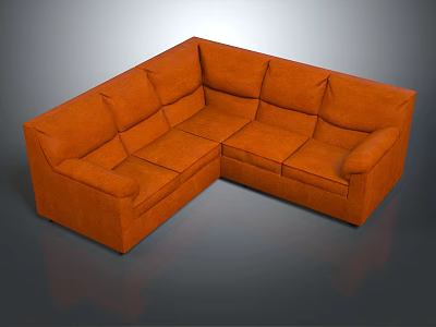 Modern Orange L Shaped Sectional Sofa Upholstered for Living Room Seating 3d model