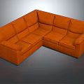 Modern Orange L Shaped Sectional Sofa Upholstered for Living Room Seating