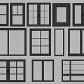 Various Black Window Frame Designs With Glass Panels And Different Styles 3d model
