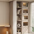 Modern Minimalist Light Wood Storage Cabinet With Open Shelves Lattice Doors Books And Vase