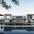 Modern Detached Villa With Private Courtyard And Lush Greenery Around Large Windows
