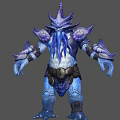 Fantasy Character Model Of Mythical Tentacled Creature With Purple Blue Armored Scaled Body