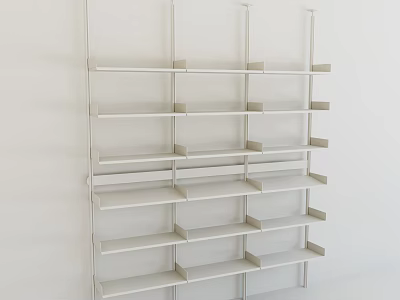 Sleek Minimalist Book Shelf Design With Multiple Open Shelves And White Metal Frame 3d model