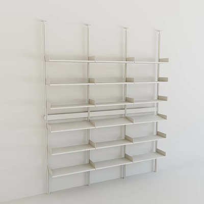 Sleek Minimalist Book Shelf Design With Multiple Open Shelves And White Metal Frame 3d model