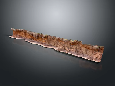 3D Mountain Range Model With Textured Rock Layers And Smooth Dark Base 3d model