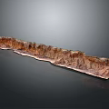 3D Mountain Range Model With Textured Rock Layers And Smooth Dark Base 3d model