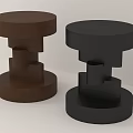 Modern Geometric Side Tables In Brown And Black Stacked Structure Design