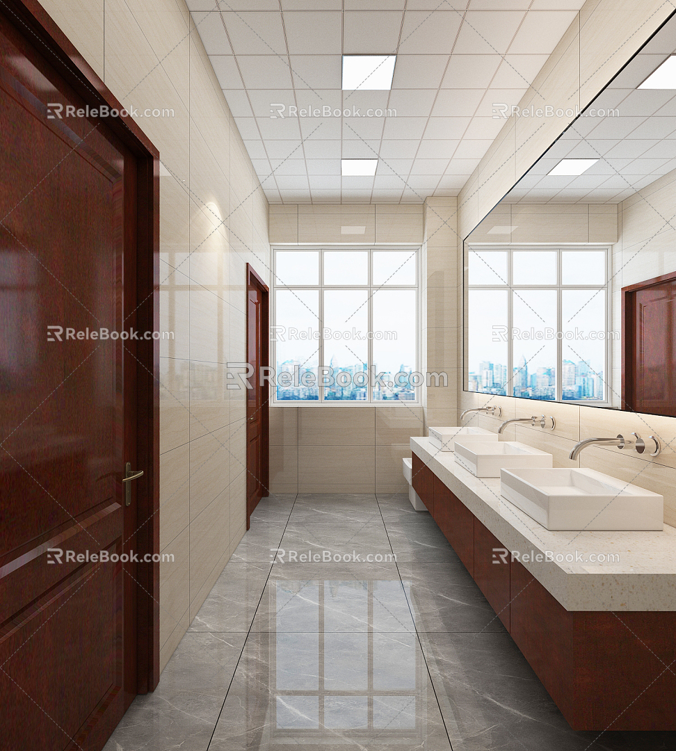 modern toilet office building public toilet toilet partition 3d model