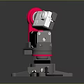 Computer Robotic Arm With Red And Silver Design Base And Cable Components 3d model