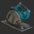 Green Electric Circular Saw As Industrial Cutting Equipment With Ergonomic Handle And Metal Base