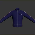 Champion Blue Zip Up Jacket With White And Red Striped Sleeves And Logo
