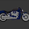 Blue Vintage Motorcycle With Brown Seat And Silver Exhaust On Dark Background