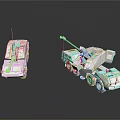 Two White Military Vehicles 3D Models Featuring Armored Car And Crane Structure Design 3d model