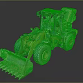 Orange Construction Loader With Front Bucket Glass Cab And Large Tires