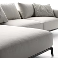 Modern Light Colored Sectional Sofa With Plush Cushions And Metal Legs Design