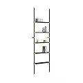 Sleek Modern Black Gold Metal Frame Bookshelf With Open Shelves And Decorative Items