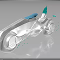 Futuristic Sleek White Motorcycle With Blue Accents And Green Glowing Particles