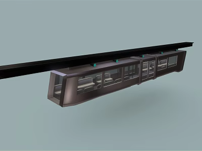 Modern Suspended Metro Train Design With Sleek Exterior And Large Windows 3d model