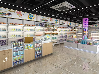 Well Organized Retail Store With Abundant Shelves And Various Products On 3d model