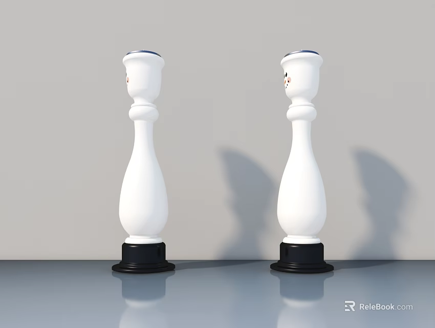 White Decorative Ornament Set With Black Base For Home Tabletop Decoration 3d model 