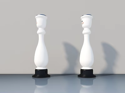 White Decorative Ornament Set With Black Base For Home Tabletop Decoration 3d model