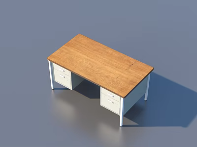 Sturdy Wooden Desk With White Drawer Cabinets And Sleek White Legs Design 3d model