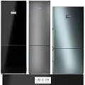 Modern Kitchen Double Door Refrigerators In Three Different Colors For Home Use 3d model