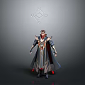 Game Movie Character In Ornate Robe With Golden Accents And Floating Magic Circle Symbol