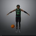 A Man Wearing Celtics Number 44 Jersey With Arms Outstretched And Basketball