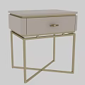 Elegant White Nightstand With Gold Metal Frame And Drawer Handle Design