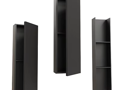 Modern Black Wall Cabinets Design With Open Door And Interior Shelves 3d model