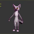 3D Animated Lemur Character With Grey White Fur Large Yellow Eyes Holding Clapperboard