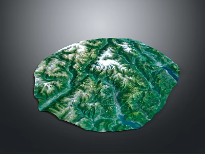 Detailed Realistic Natural Terrain Model With Green Mountains Rivers And Lush Vegetation 3d model