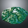 Detailed Realistic Natural Terrain Model With Green Mountains Rivers And Lush Vegetation